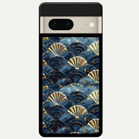  Golden Wave Luxe Glass Case For Google Pixel 7 back cover – full design glossy printed glass finish