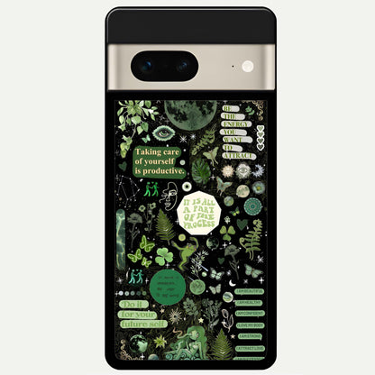  Green Mandala Pattern Glass Case For Google Pixel 7 back cover – full design glossy printed glass finish