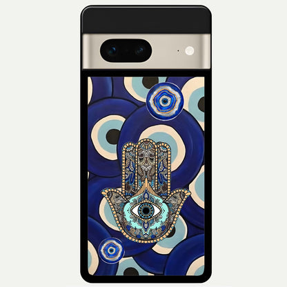  Hamsa Divine Guard Glass Case For Google Pixel 7 back cover – full design glossy printed glass finish