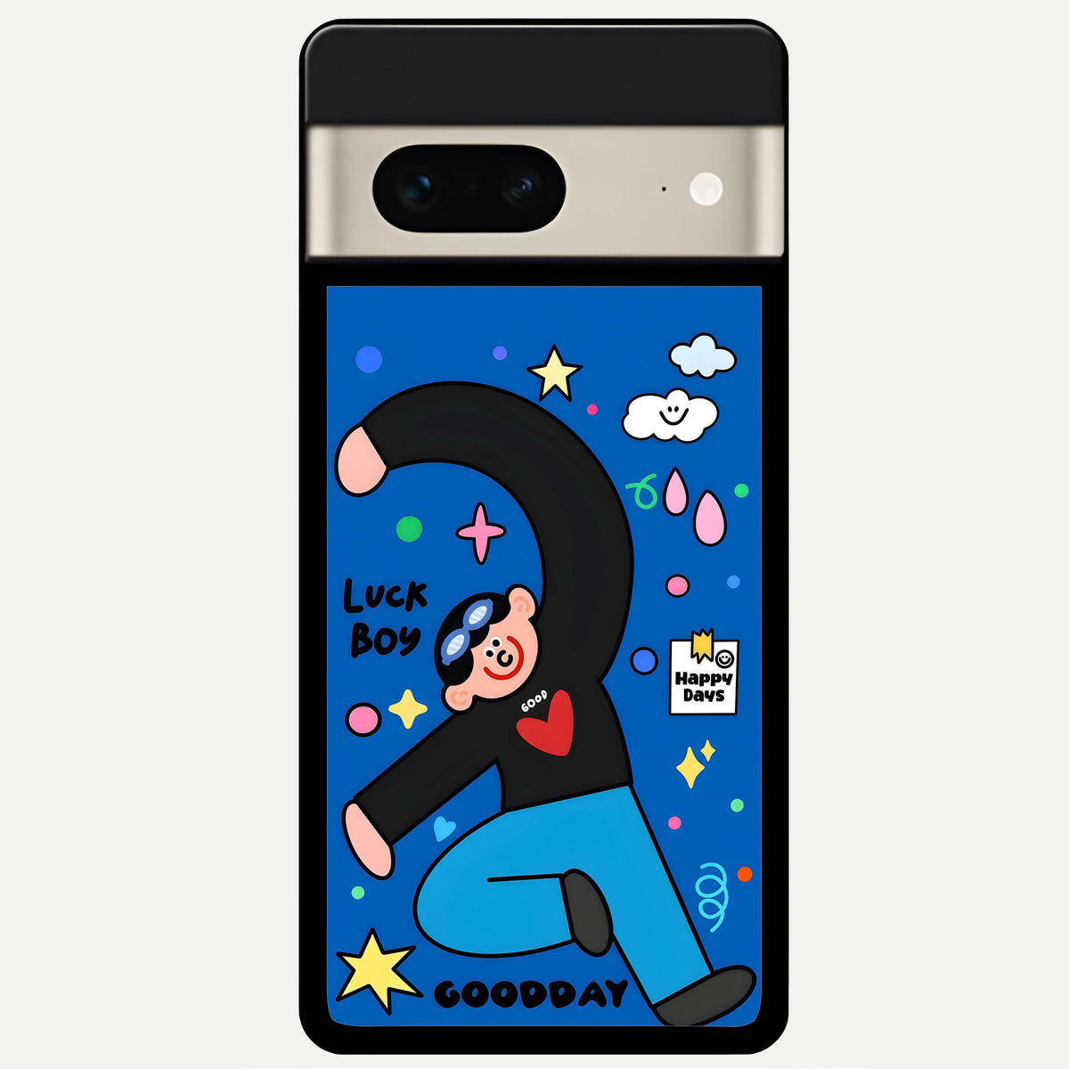  Happy Luck Vibe Glass Case For Google Pixel 7 back cover – full design glossy printed glass finish