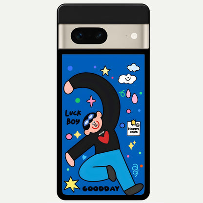  Happy Luck Vibe Glass Case For Google Pixel 7 back cover – full design glossy printed glass finish