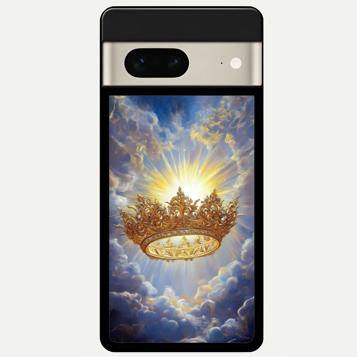  Heavenly Crown Light Glass Case For Google Pixel 7 back cover – full design glossy printed glass finish