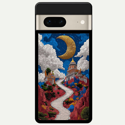  Heavenly Moon Path Glass Case For Google Pixel 7 back cover – full design glossy printed glass finish