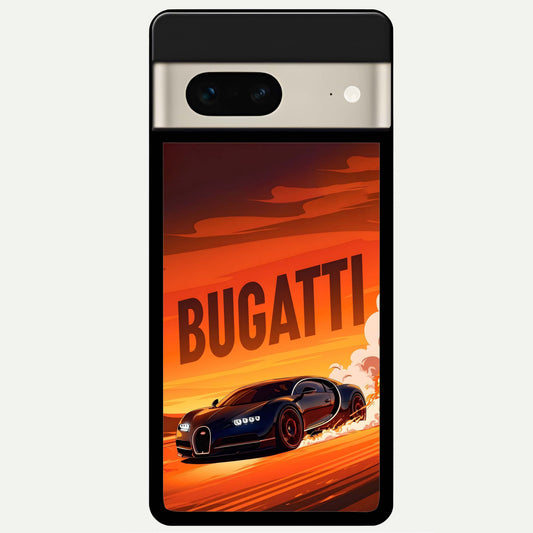  Inferno Bugatti Storm Glass Case For Google Pixel 7 back cover – full design glossy printed glass finish