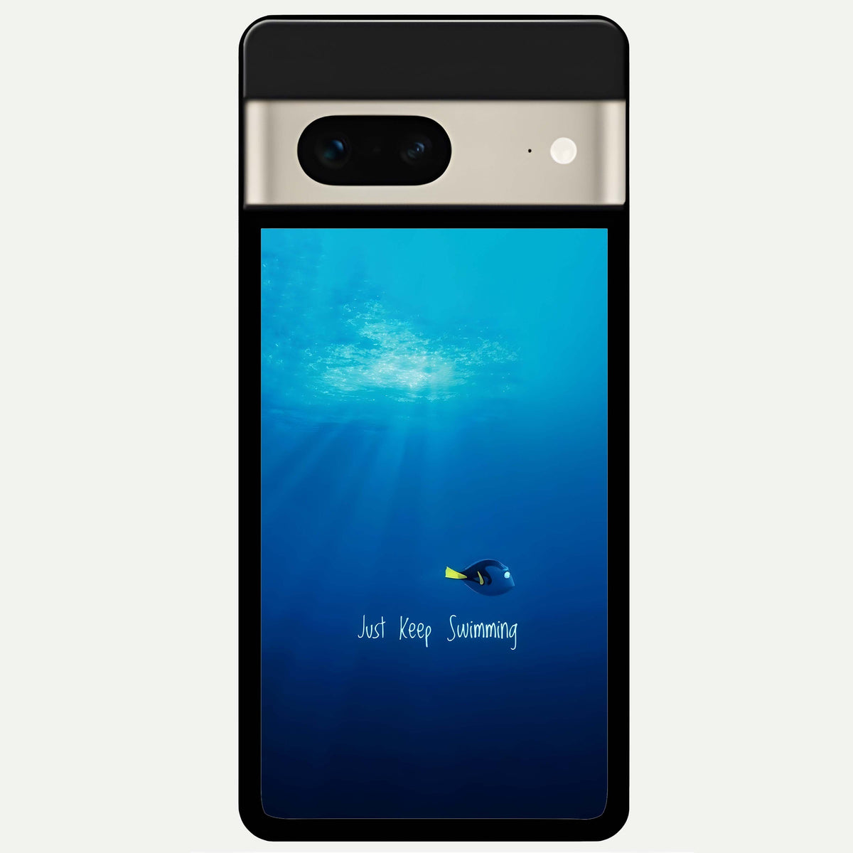  Just Keep Swimming Glass Case For Google Pixel 7 back cover – full design glossy printed glass finish