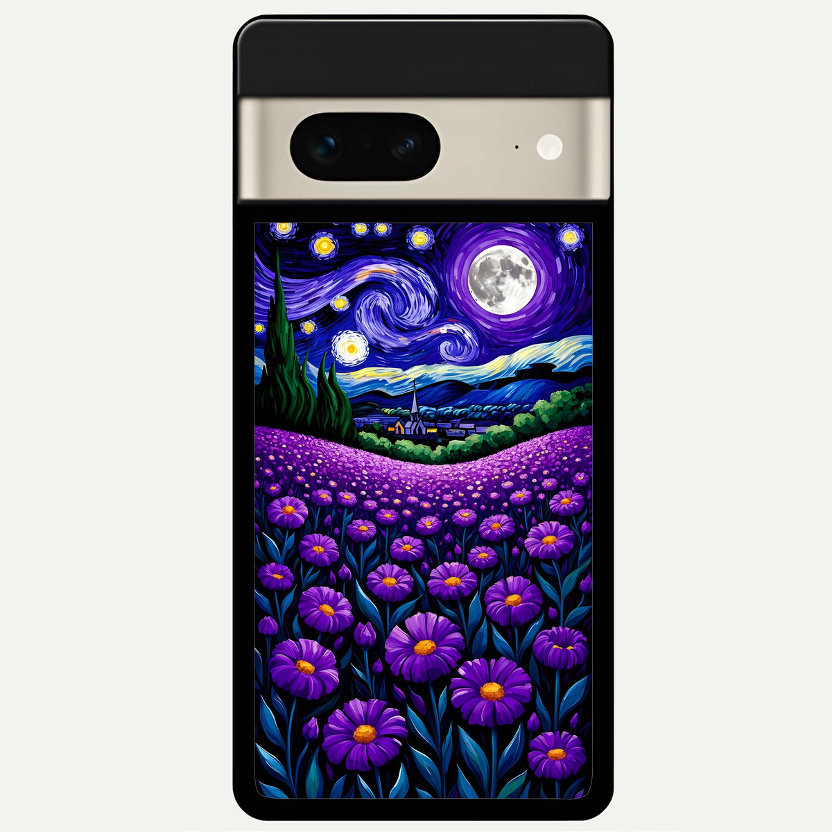  Lavender Moon Field Glass Case For Google Pixel 7 back cover – full design glossy printed glass finish