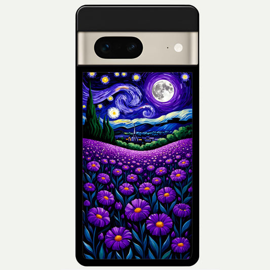  Lavender Moon Field Glass Case For Google Pixel 7 back cover – full design glossy printed glass finish