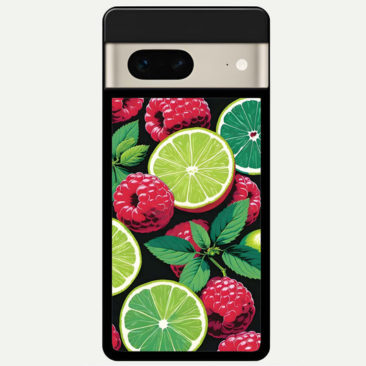  Lime and Raspberry Pattern Glass Case For Google Pixel 7 back cover – full design glossy printed glass finish