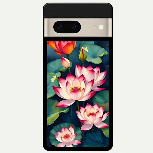  Lotus Dream Serenity Glass Case For Google Pixel 7 back cover – full design glossy printed glass finish