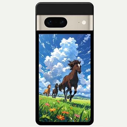  Majestic Horses Galloping Glass Case For Google Pixel 7 back cover – full design glossy printed glass finish