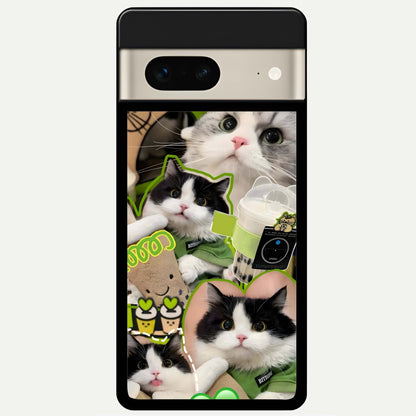  Matcha Cats Mood Glass Case For Google Pixel 7 back cover – full design glossy printed glass finish
