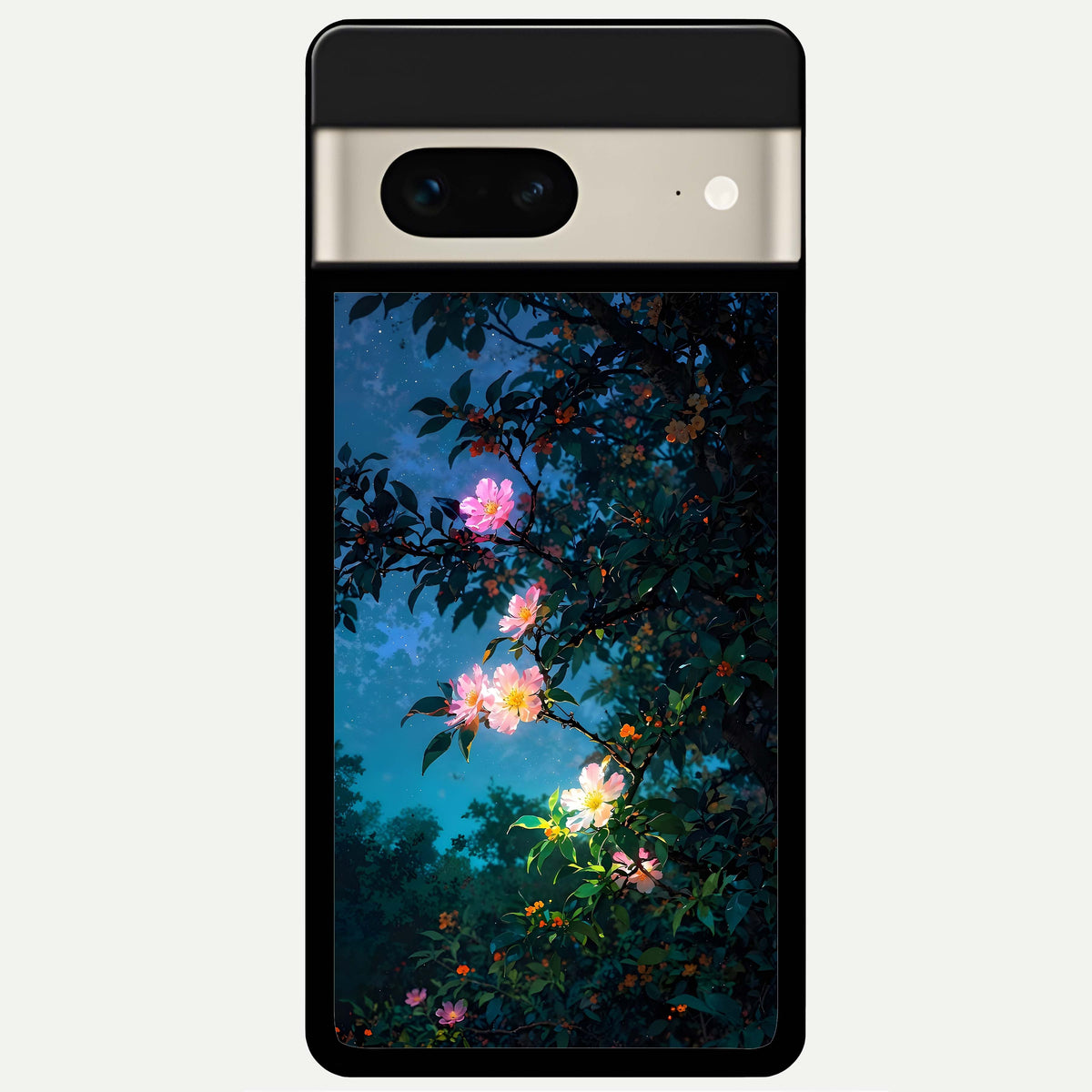  Midnight Bloom Glow Glass Case For Google Pixel 7 back cover – full design glossy printed glass finish