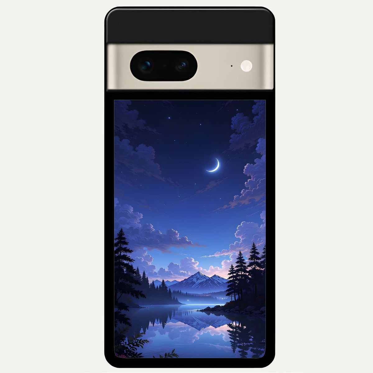 Midnight Lake Peace Glass Case For Google Pixel 7 back cover – full design glossy printed glass finish