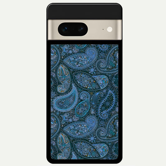  Midnight Paisley Glow Glass Case For Google Pixel 7 back cover – full design glossy printed glass finish