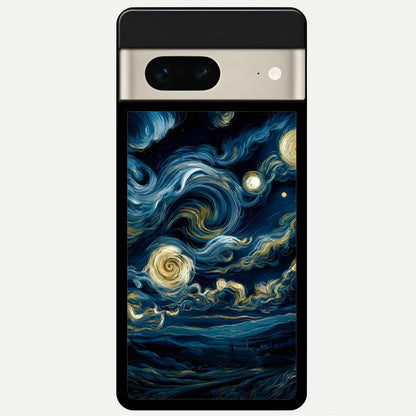  Midnight Sky Whirl Glass Case For Google Pixel 7 back cover – full design glossy printed glass finish