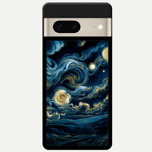  Midnight Sky Whirl Glass Case For Google Pixel 7 back cover – full design glossy printed glass finish