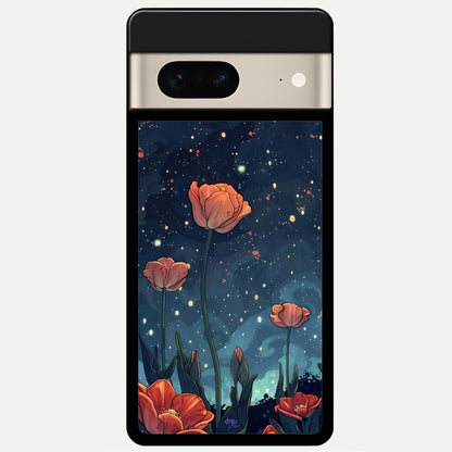  Midnight Tulip Glow Glass Case For Google Pixel 7 back cover – full design glossy printed glass finish