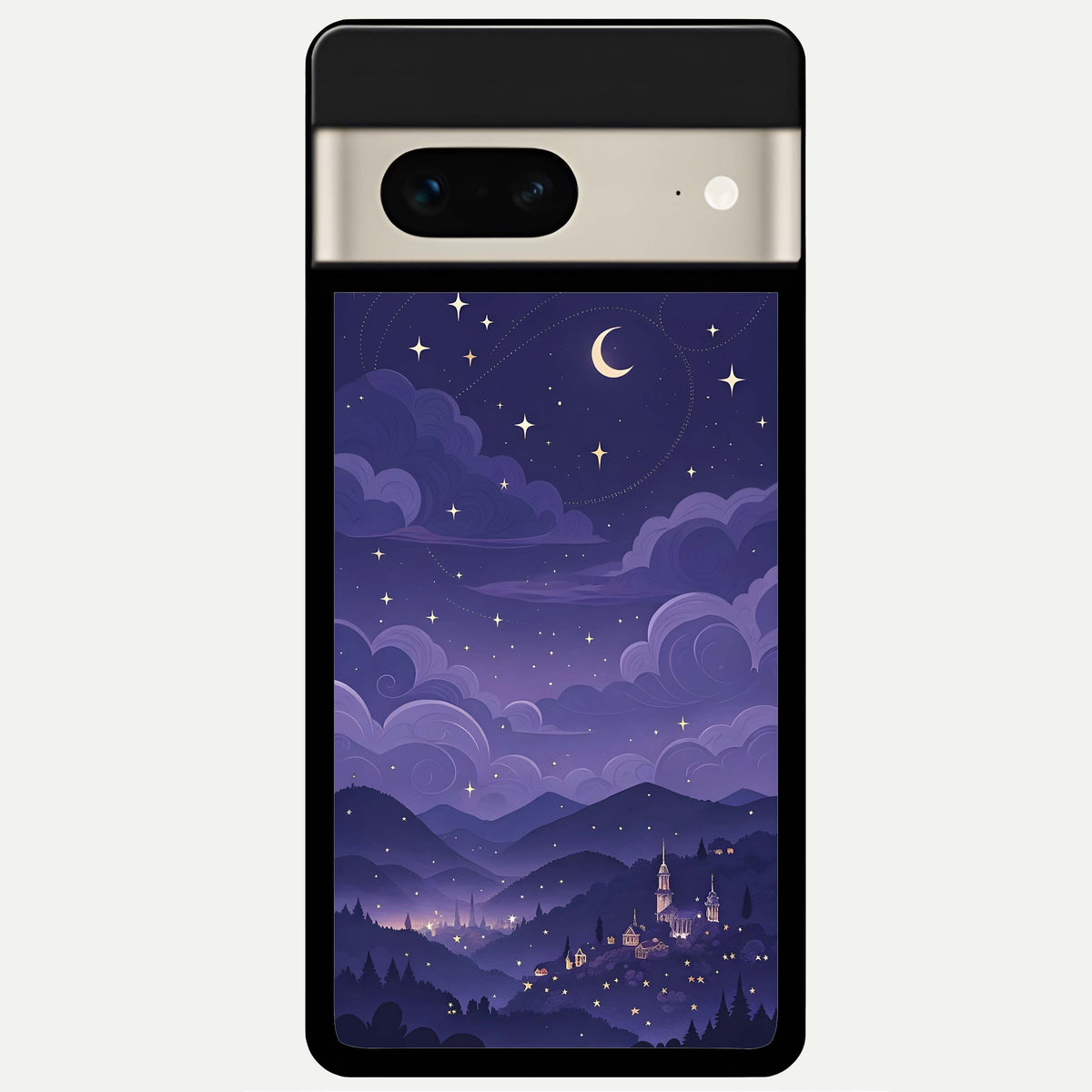  Minimal Night View Glass Case For Google Pixel 7 back cover – full design glossy printed glass finish
