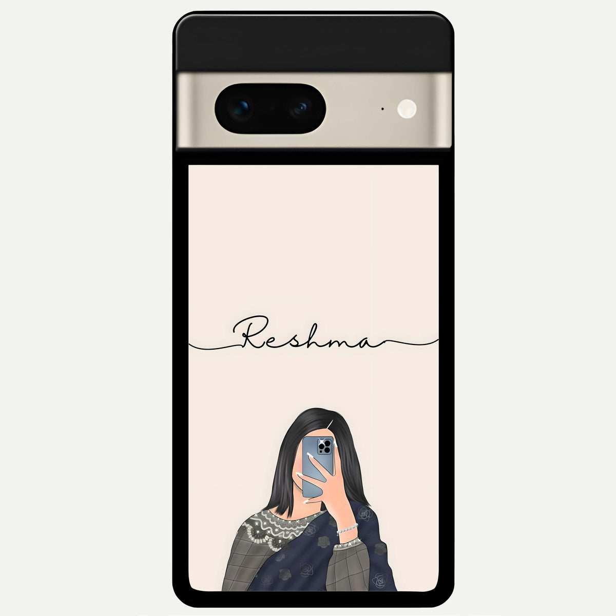  Mirror Mood Muse With Custom Name Glass Case For Google Pixel 7 back cover – full design glossy printed glass finish