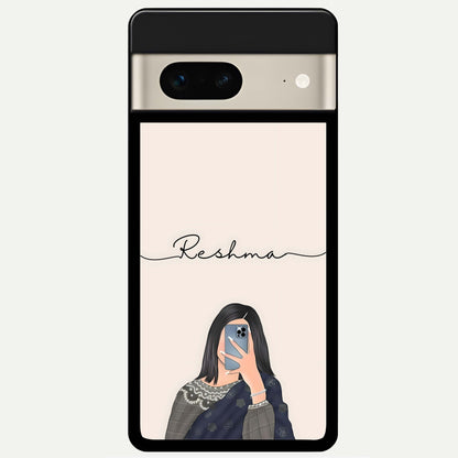  Mirror Mood Muse With Custom Name Glass Case For Google Pixel 7 back cover – full design glossy printed glass finish