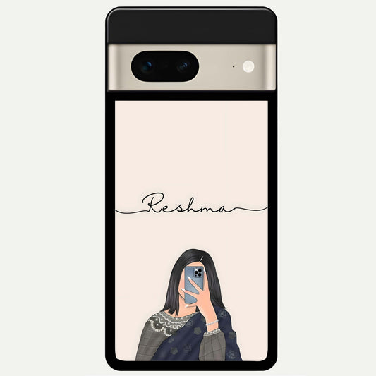  Mirror Mood Muse With Custom Name Glass Case For Google Pixel 7 back cover – full design glossy printed glass finish
