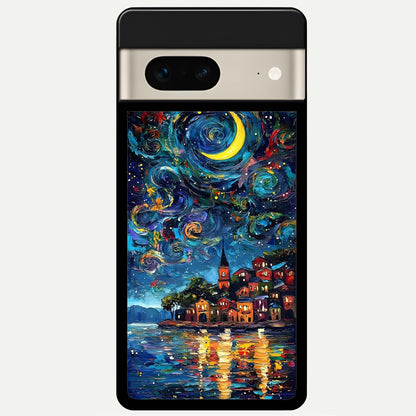  Moonlight Harbor Glow Glass Case For Google Pixel 7 back cover – full design glossy printed glass finish