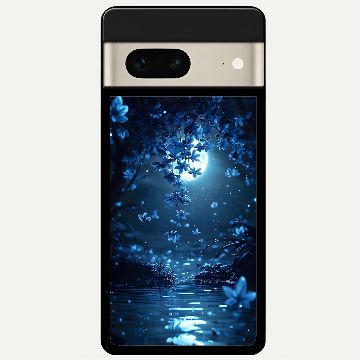  Moonlight Petal Dream Glass Case For Google Pixel 7 back cover – full design glossy printed glass finish