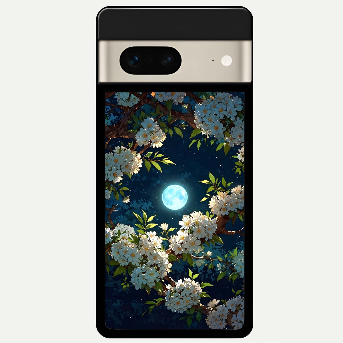 Moonlit Blossom Dream Glass Case For Google Pixel 7 back cover – full design glossy printed glass finish