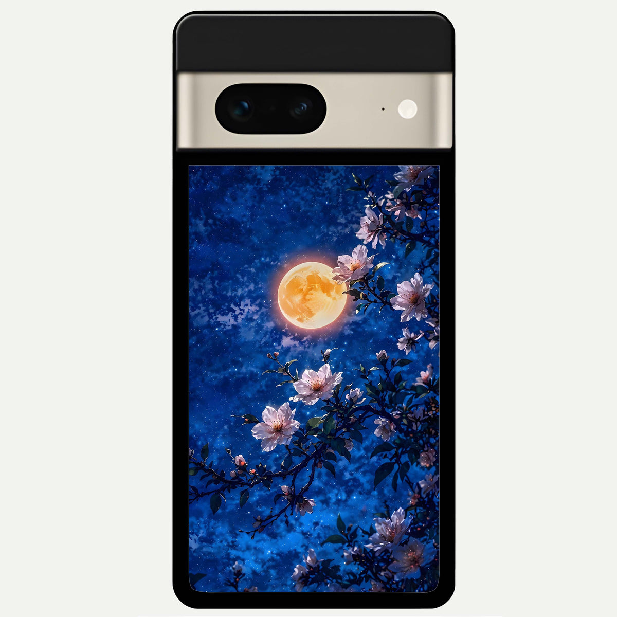  Moonlit Blossoms Night Glass Case For Google Pixel 7 back cover – full design glossy printed glass finish