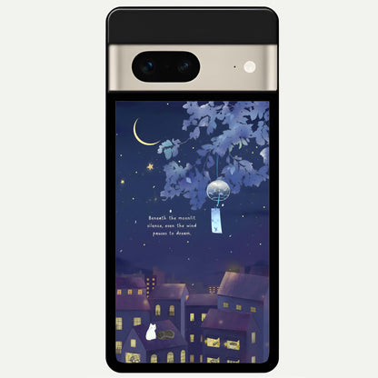 Moonlit Cat Silence Glass Case For Google Pixel 7 back cover – full design glossy printed glass finish
