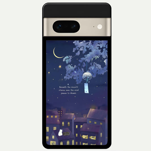  Moonlit Cat Silence Glass Case For Google Pixel 7 back cover – full design glossy printed glass finish