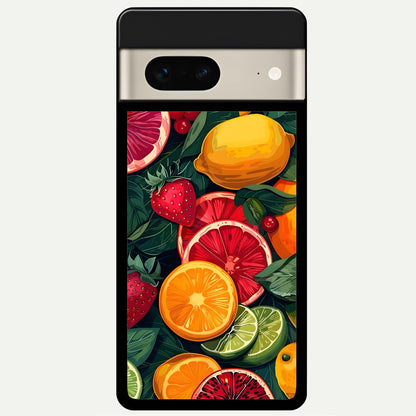  Multiple Fruits Glass Case For Google Pixel 7 back cover – full design glossy printed glass finish