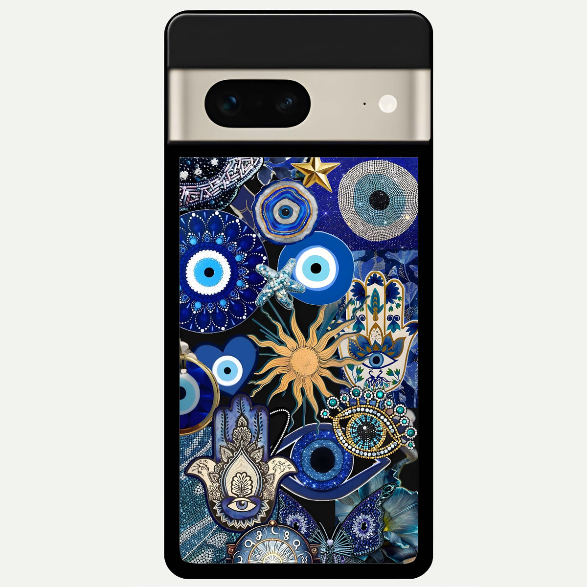  Mystic Blue Evil Eye Glass Case For Google Pixel 7 back cover – full design glossy printed glass finish