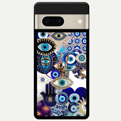  Mystic Charm Eye Glass Case For Google Pixel 7 back cover – full design glossy printed glass finish