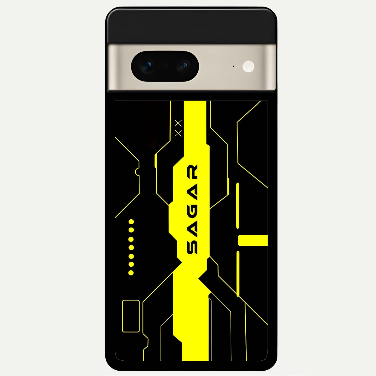  Neon CYBERPUNK Custom Name Glass Case For Google Pixel 7 back cover – full design glossy printed glass finish