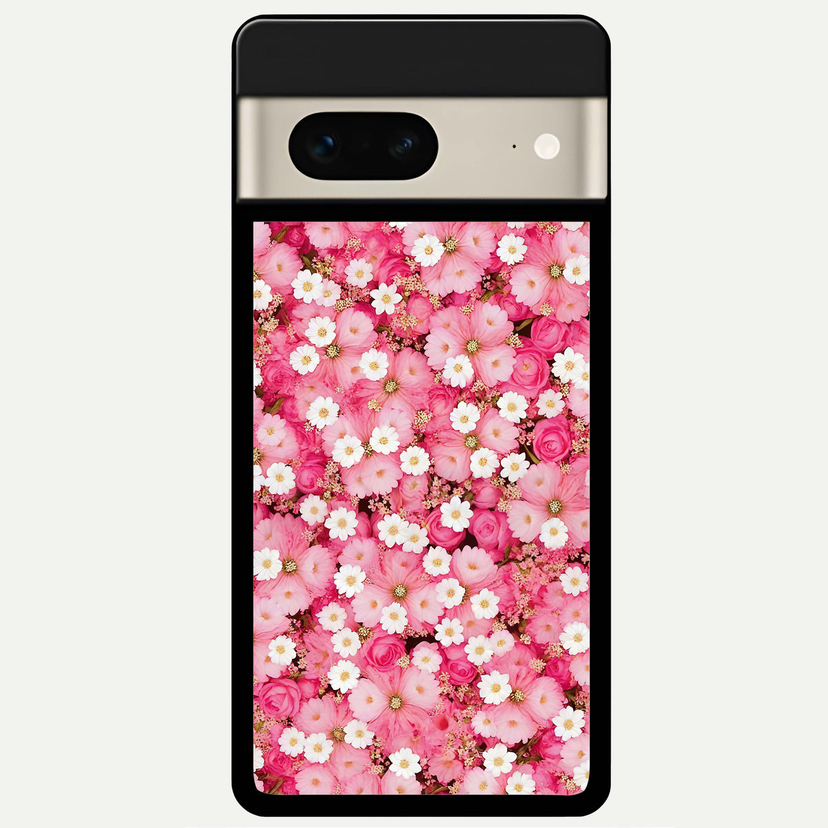  Pink Daisy Bliss Glass Case For Google Pixel 7 back cover – full design glossy printed glass finish