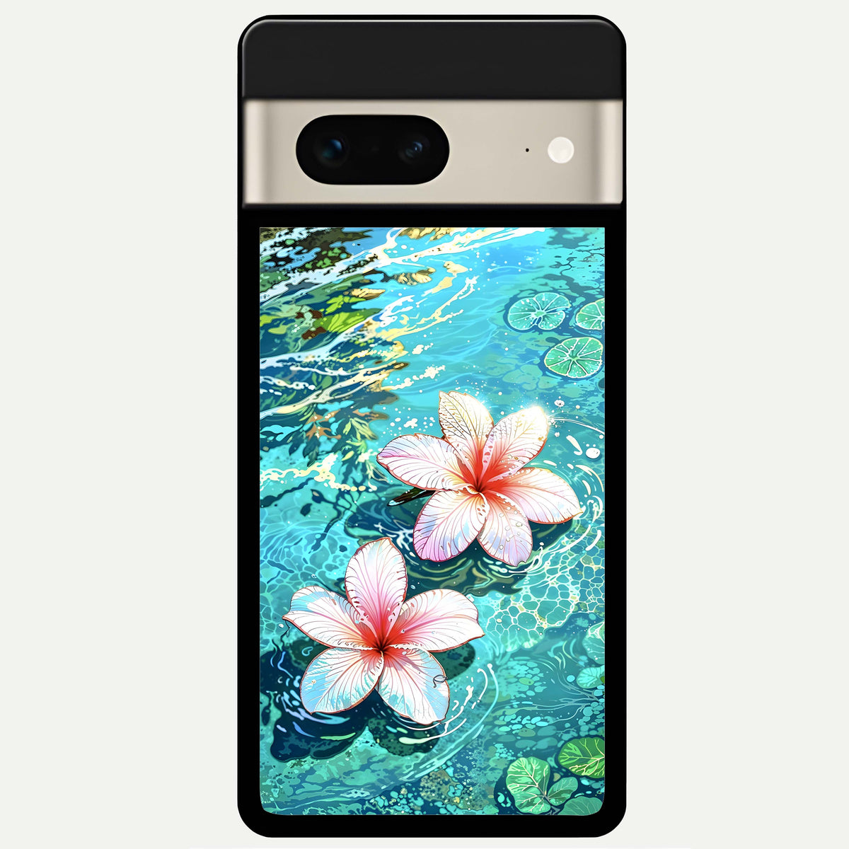  Pink Flowers in Water Glass Case For Google Pixel 7 back cover – full design glossy printed glass finish