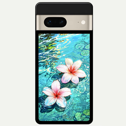  Pink Flowers in Water Glass Case For Google Pixel 7 back cover – full design glossy printed glass finish