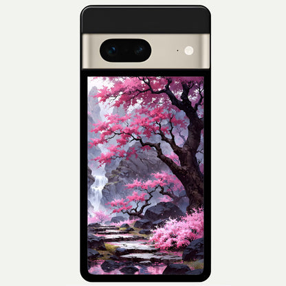  Pink Sunflower Glow Glass Case For Google Pixel 7 back cover – full design glossy printed glass finish