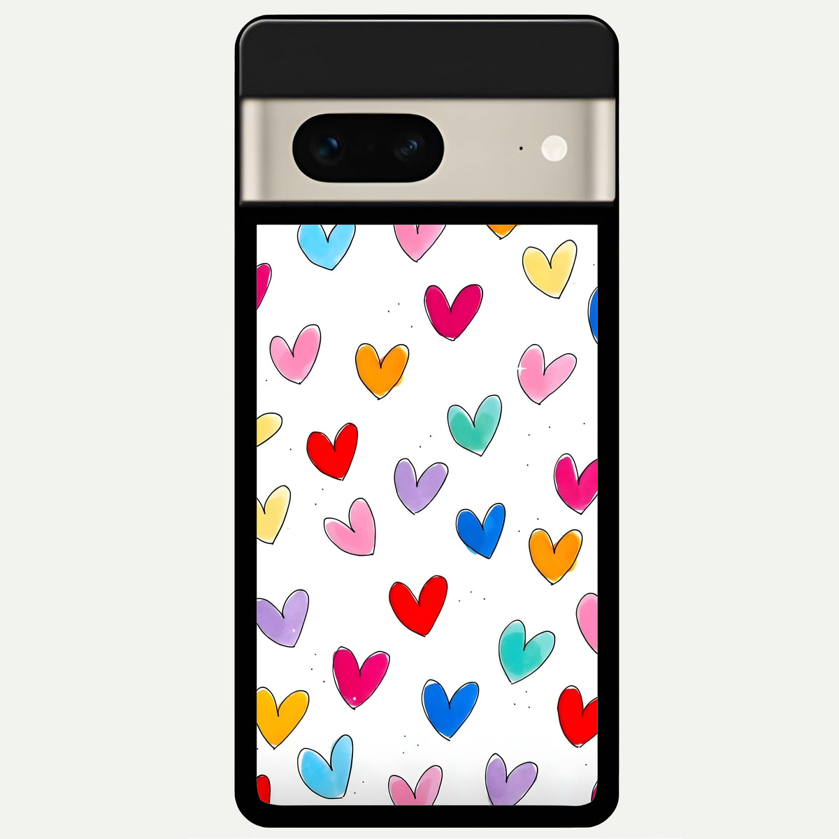  Playful Love Doodles Glass Case For Google Pixel 7 back cover – full design glossy printed glass finish
