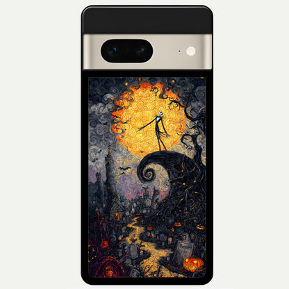  Pumpkin Moonlight Tale Glass Case For Google Pixel 7 back cover – full design glossy printed glass finish