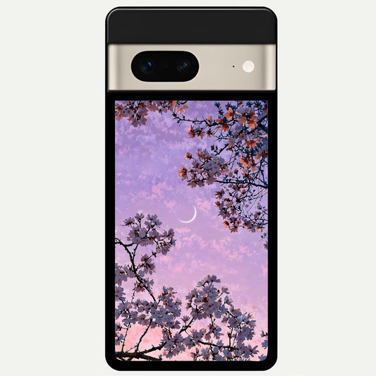  Purple Serenity Moon Glass Case For Google Pixel 7 back cover – full design glossy printed glass finish