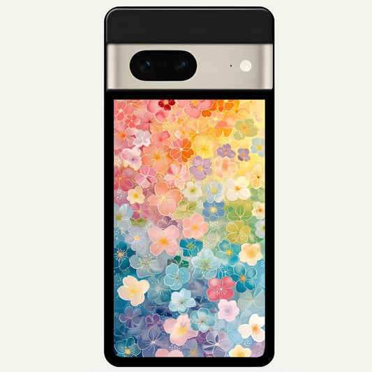  Rainbow Blossom Burst Glass Case For Google Pixel 7 back cover – full design glossy printed glass finish
