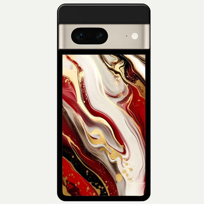  Red And White Marble Glass Case For Google Pixel 7 back cover – full design glossy printed glass finish