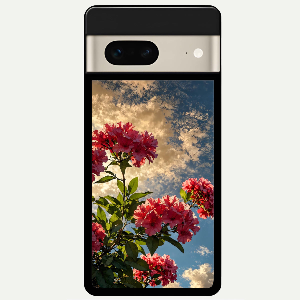  Red Bloom Skies Glass Case For Google Pixel 7 back cover – full design glossy printed glass finish
