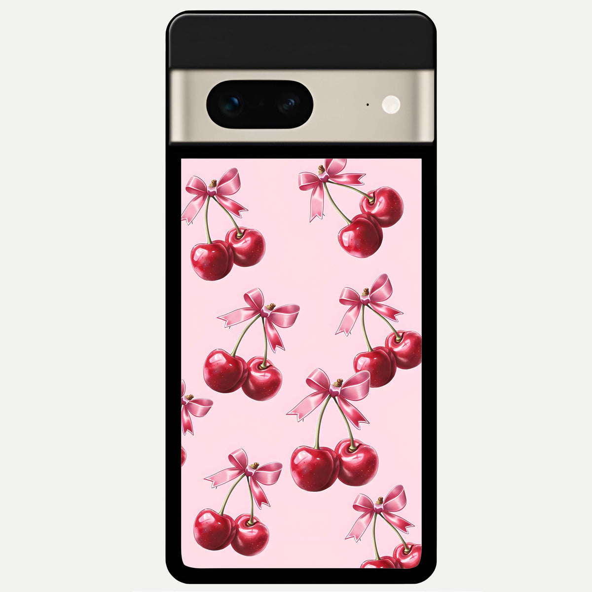  Red Cherries Pattern Glass Case For Google Pixel 7 back cover – full design glossy printed glass finish