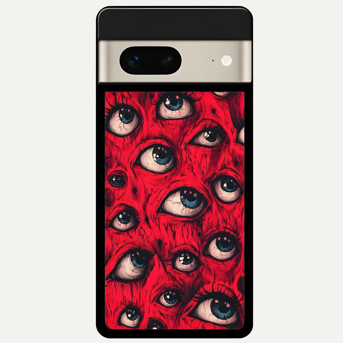  Red Eyes Pattern Glass Case For Google Pixel 7 back cover – full design glossy printed glass finish
