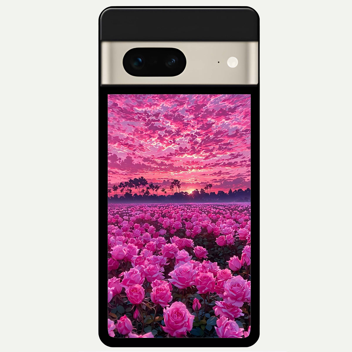  Rose Sunset Valley Glass Case For Google Pixel 7 back cover – full design glossy printed glass finish