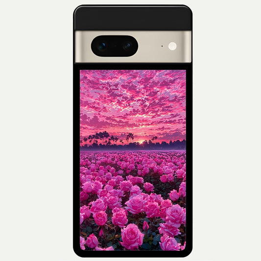  Rose Sunset Valley Glass Case For Google Pixel 7 back cover – full design glossy printed glass finish