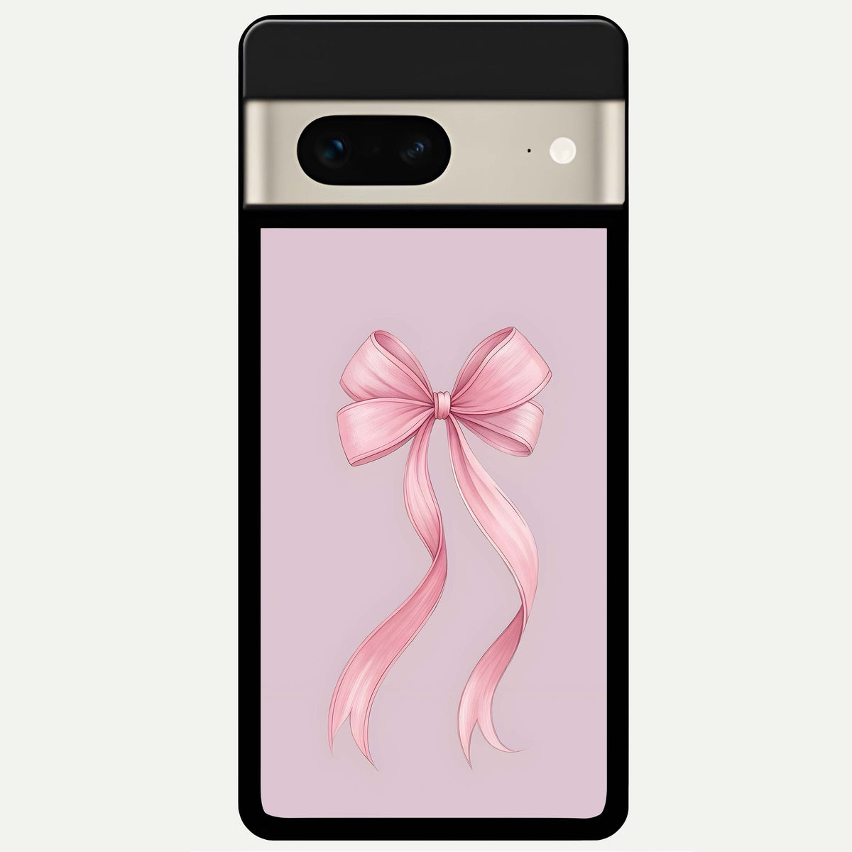  Soft Blush Bow Glass Case For Google Pixel 7 back cover – full design glossy printed glass finish